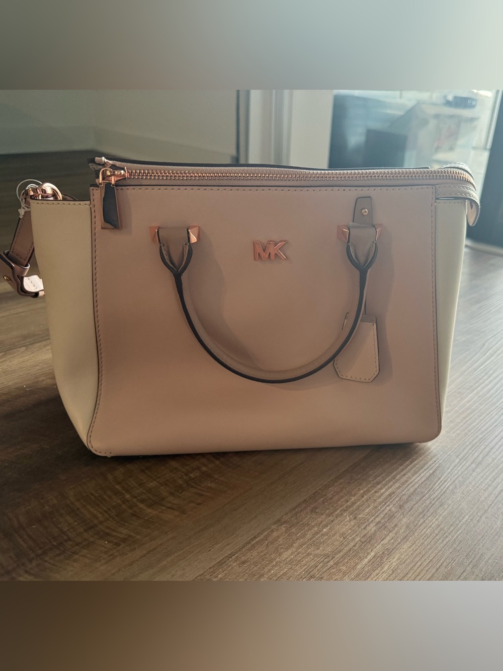 Michael Kors Blush and Cream Leather Satchel with Strap - Picture 2 of 7